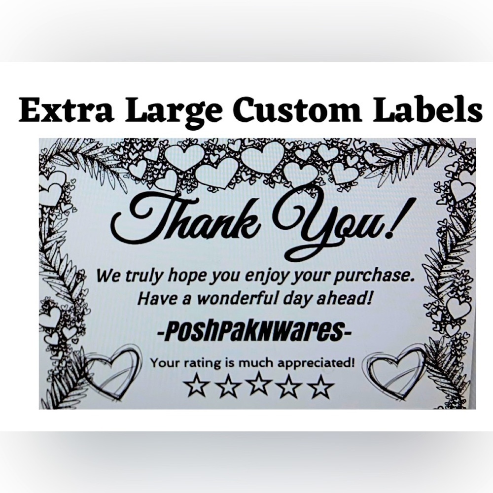 Extra Large Custom Labels "Thank You" Message with posh closet name heart design